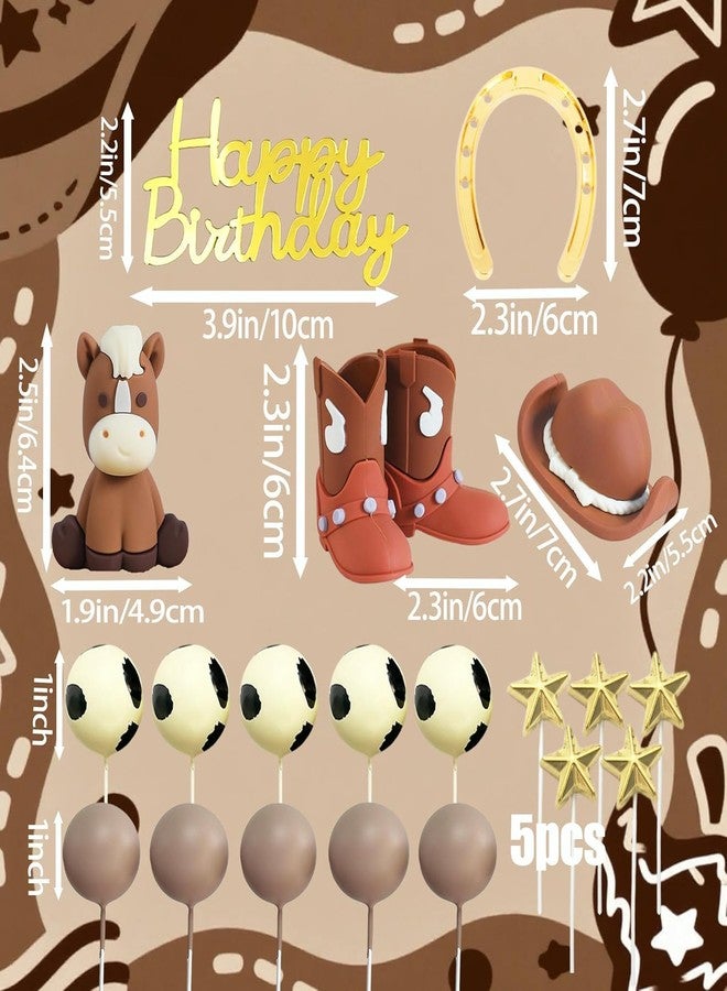 Tyotrbs 21Pcs Cowboy Cake Toppers Cowboy Hat and Boot Horse Cake decorations Western Cowboy Cowgirl Birthday Baby Shower for Western Theme Party Favors Supplies - Image 3